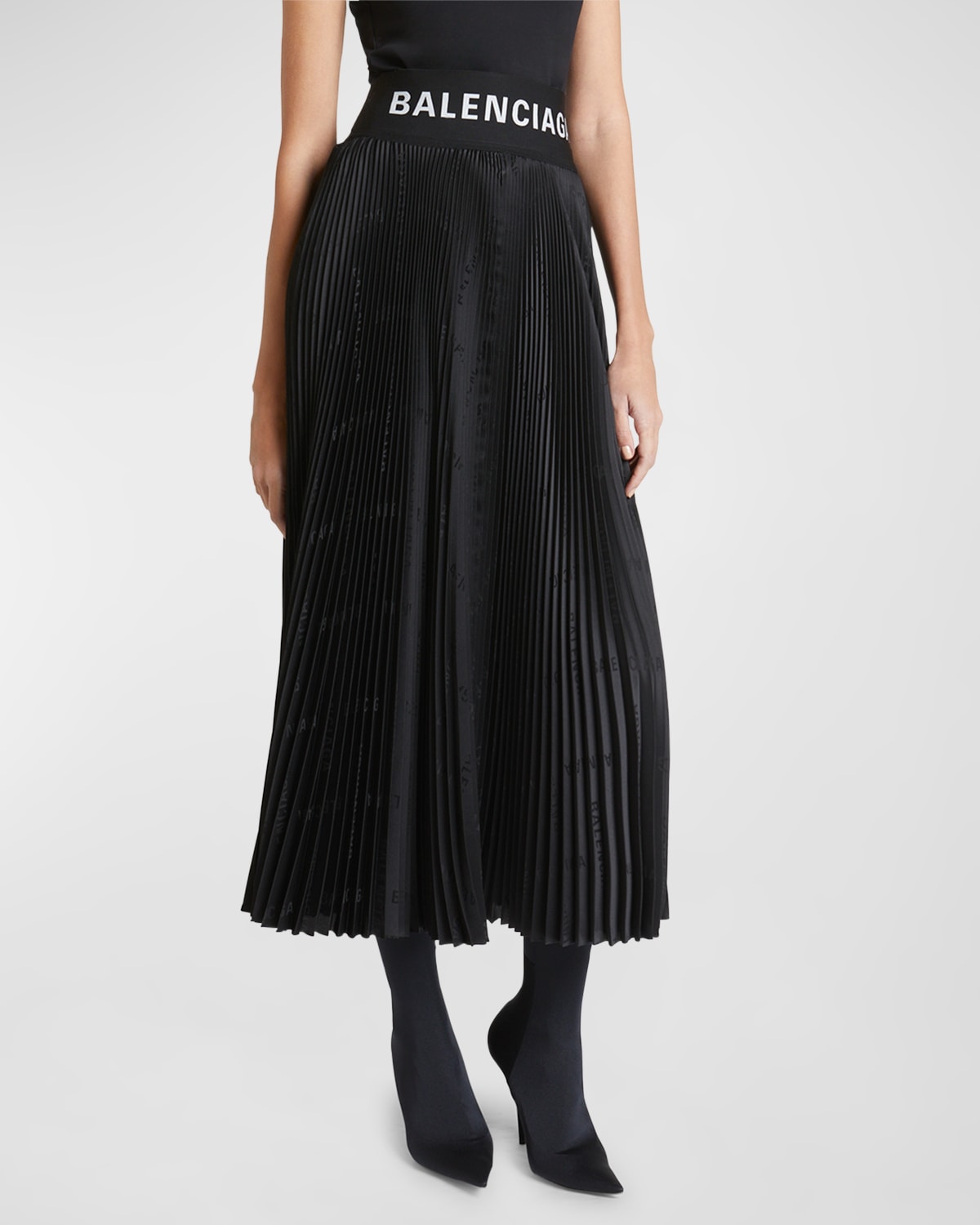 Shop Balenciaga Pleated Skirt In 1000 Black