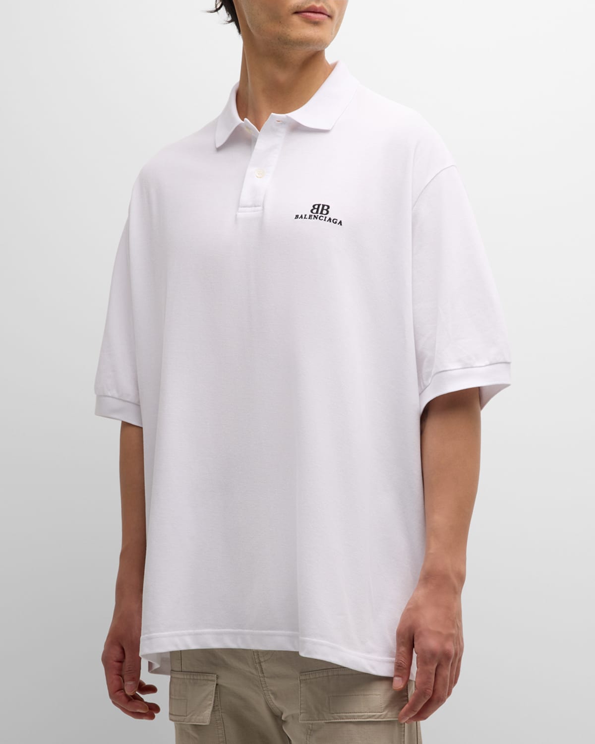 Shop Balenciaga Men's Oversized Polo Shirt In 1000 Black