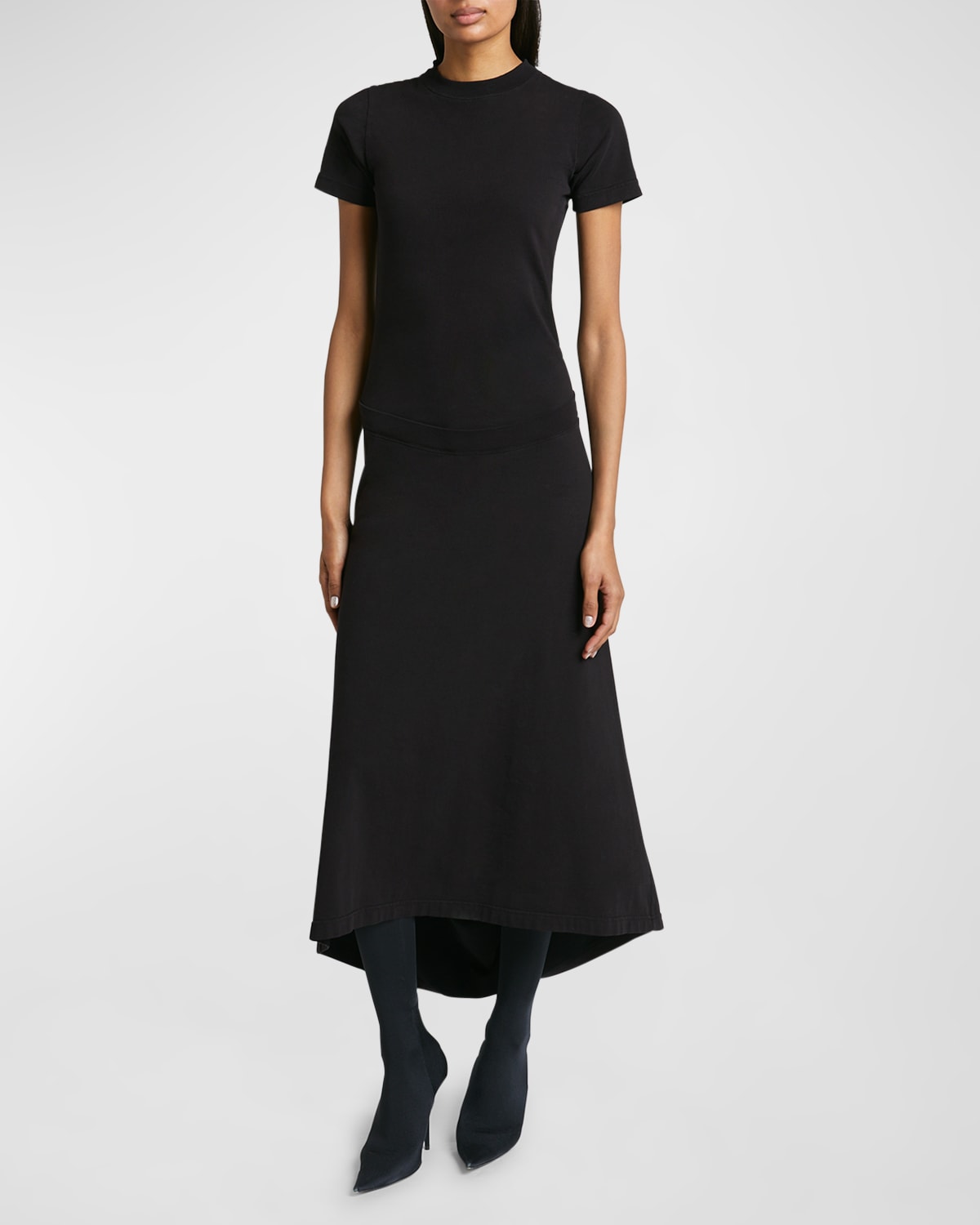 Shop Balenciaga Patched T Shirt Dress In 1055 Washed Black