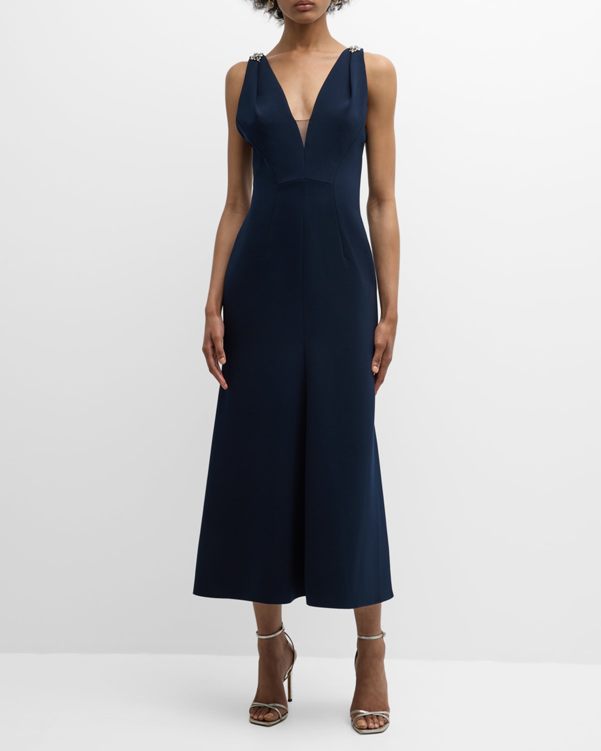 Shop Jenny Packham Lola Plunging Crystal Strappy Gown In Iolite Blue 2018