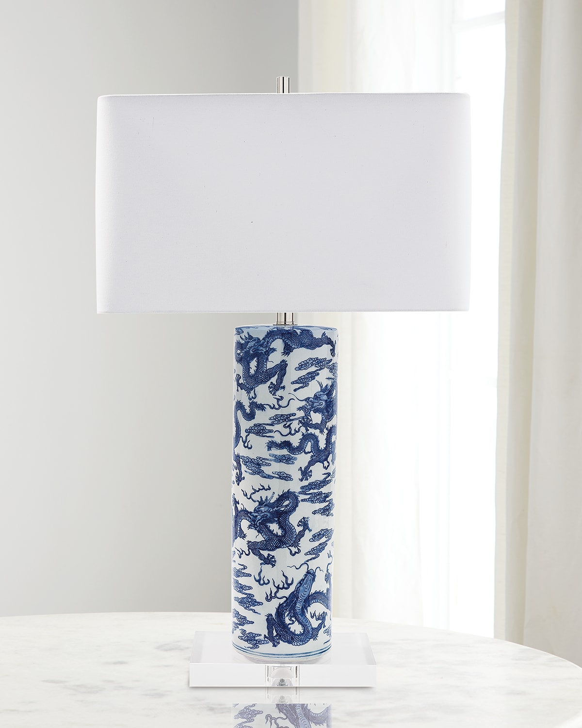 Port 68 Dragon Cylinder Lamp In White