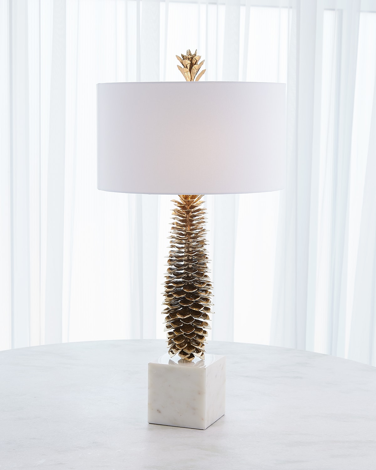 Global Views Brass Pinecone Table Lamp In Brass