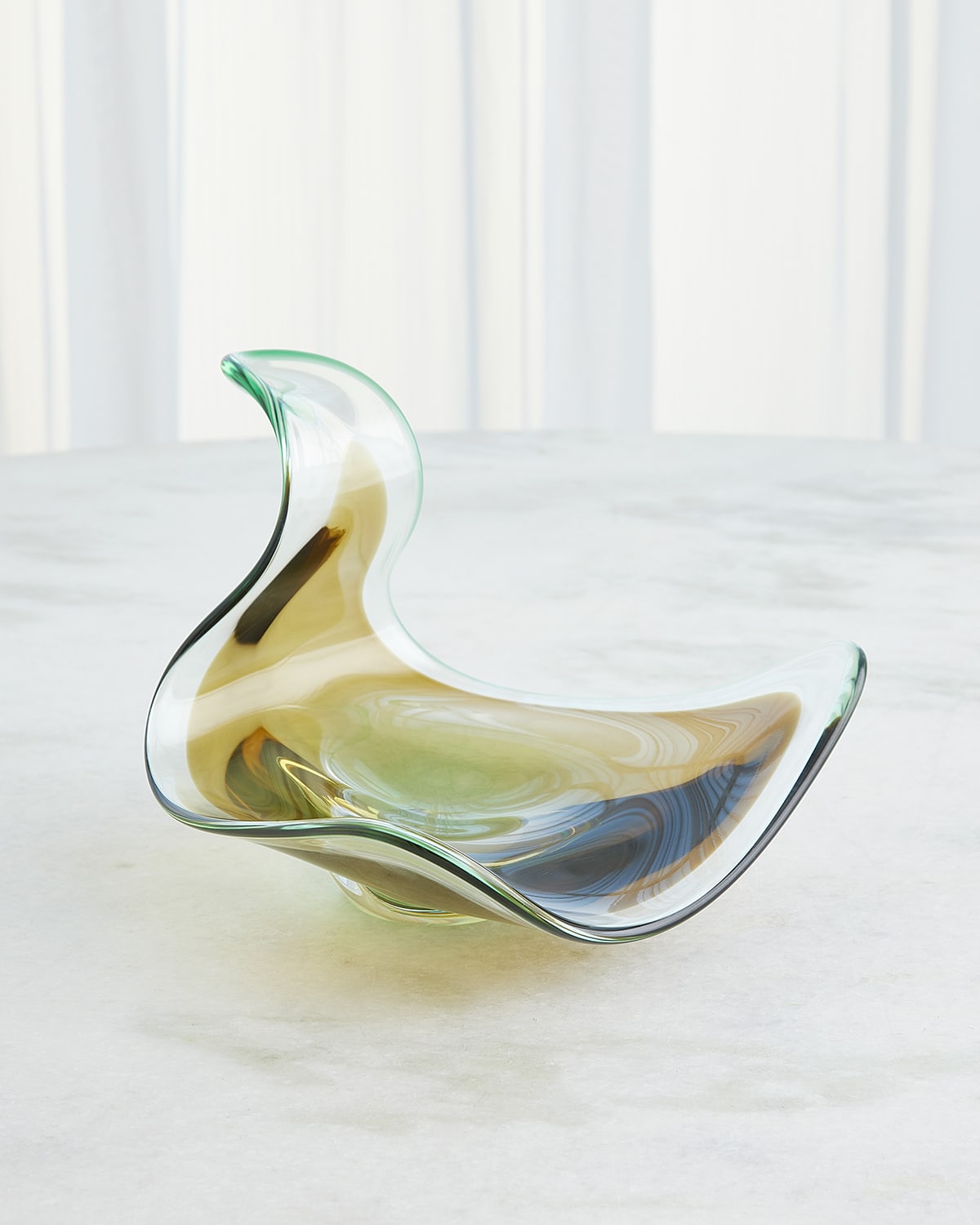 Global Views Wave Bowl In Amber/green