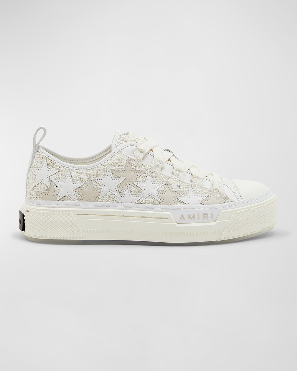 Shop Amiri Stars Low-top Mohair Canvas Sneakers In Alabaster