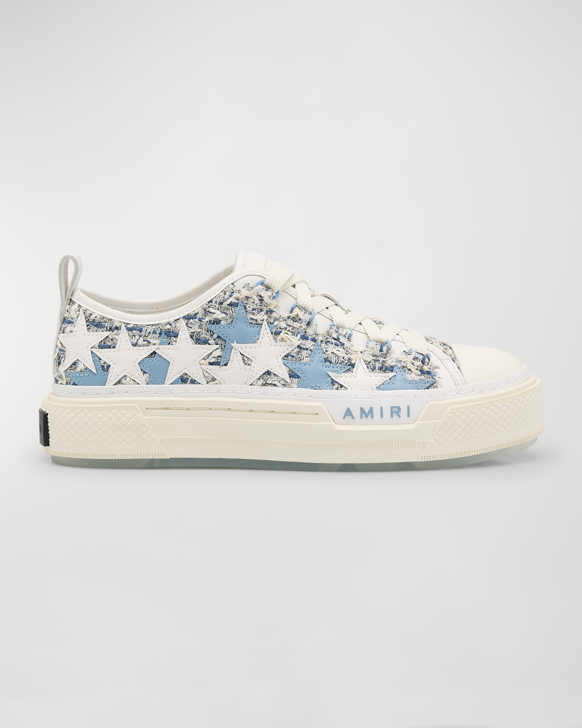 Shop Amiri Stars Low-top Mohair Canvas Sneakers In Blue