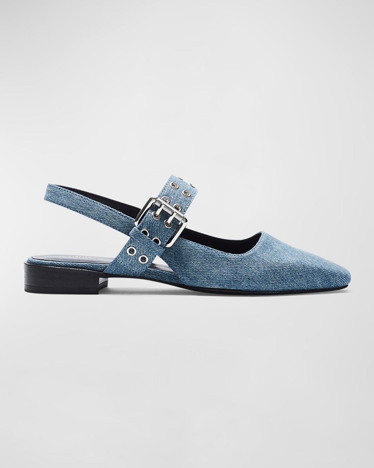 Shop Rag & Bone Astra Denim Buckle Slingback Ballerina Flats In Dnm