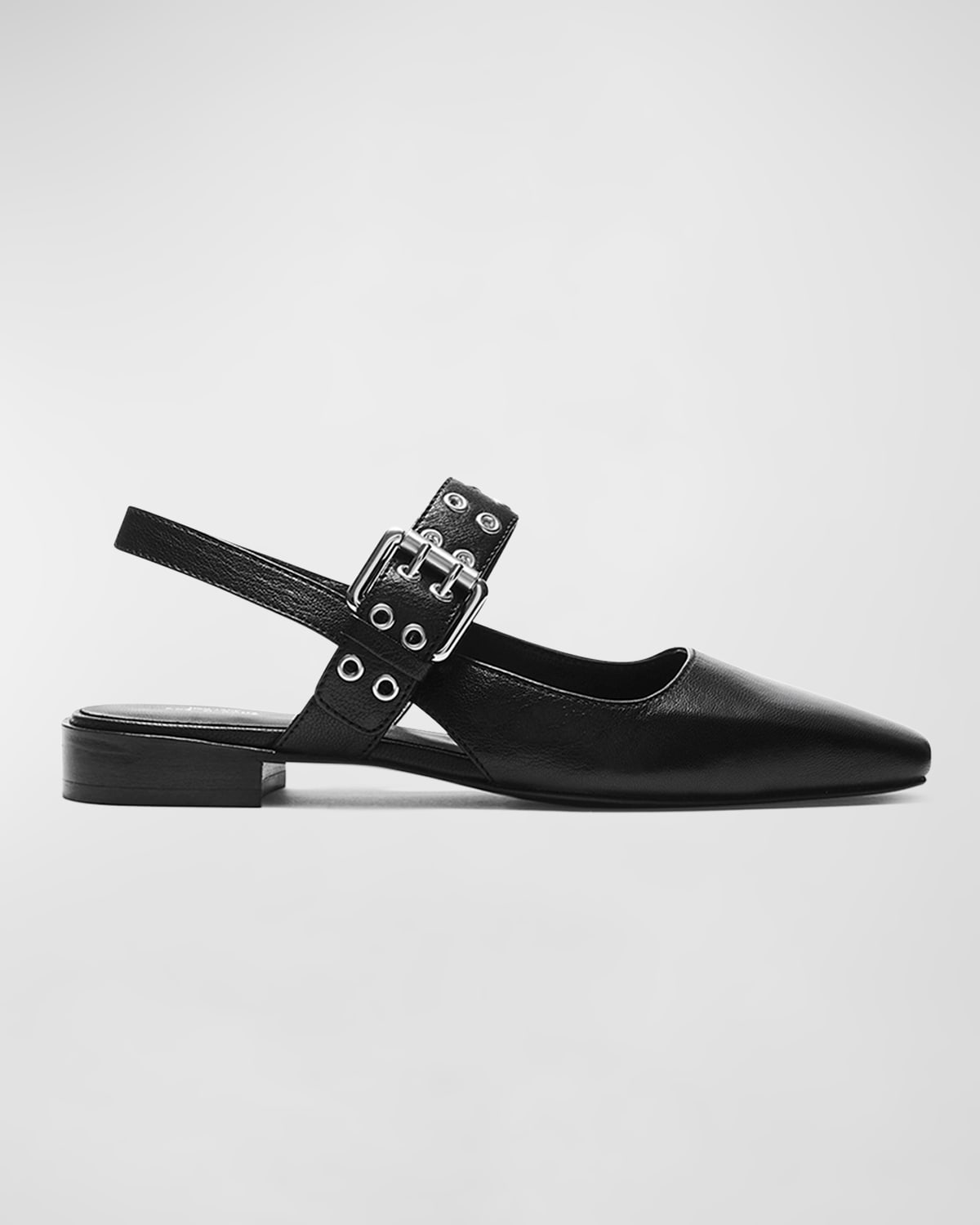 Shop Rag & Bone Astra Leather Buckle Slingback Ballerina Flats In Blk