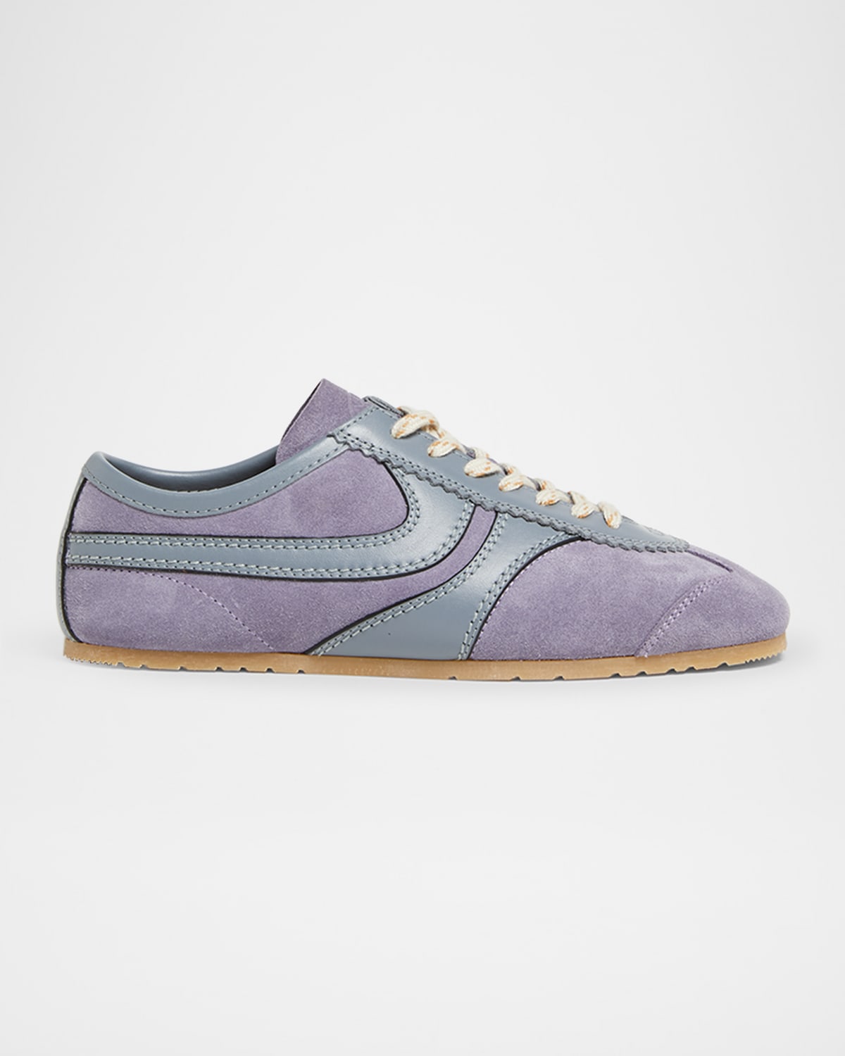 Dries Van Noten Mixed Leather Retro Runner Sneakers In Purple