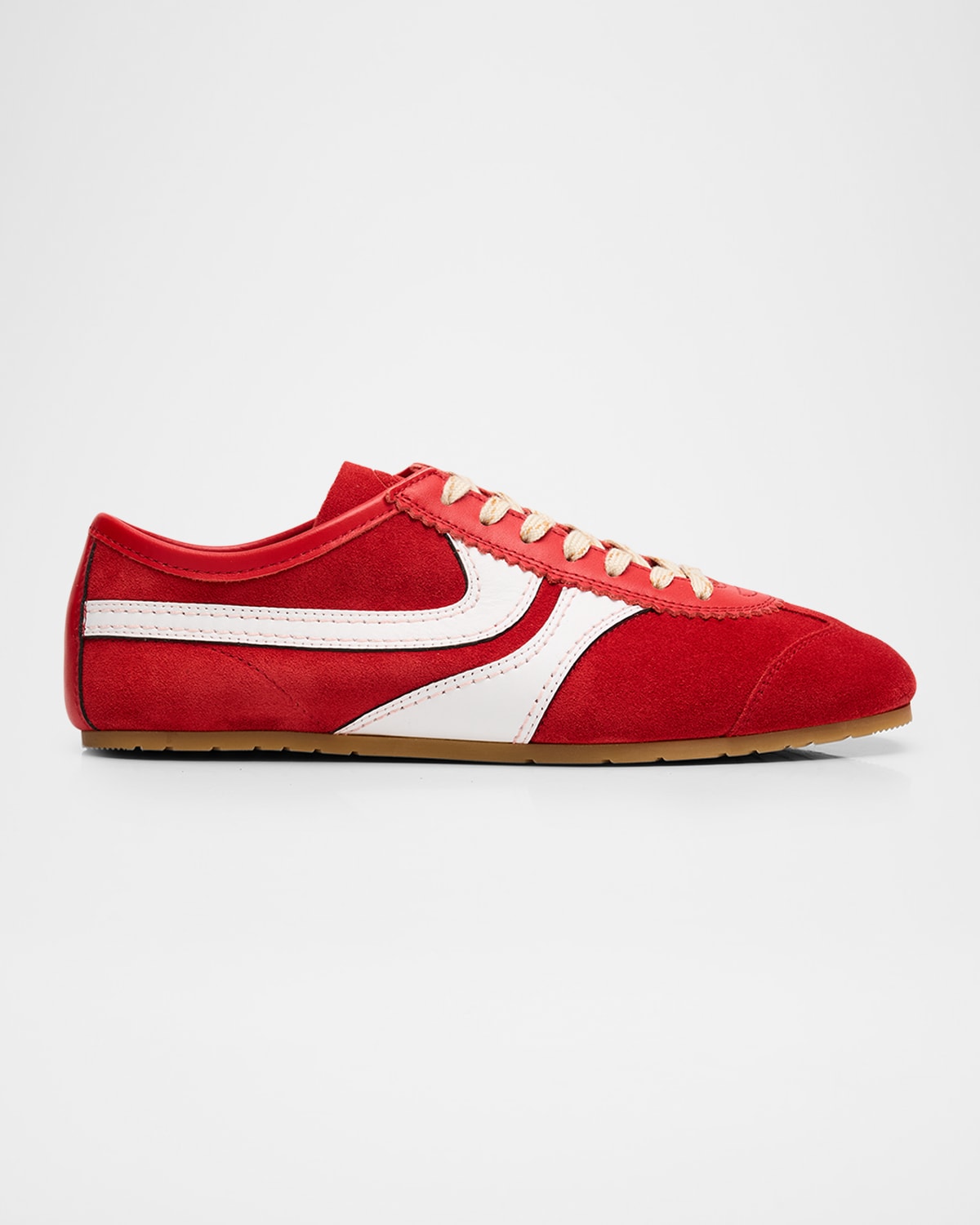 Dries Van Noten Mixed Leather Retro Runner Sneakers In Red