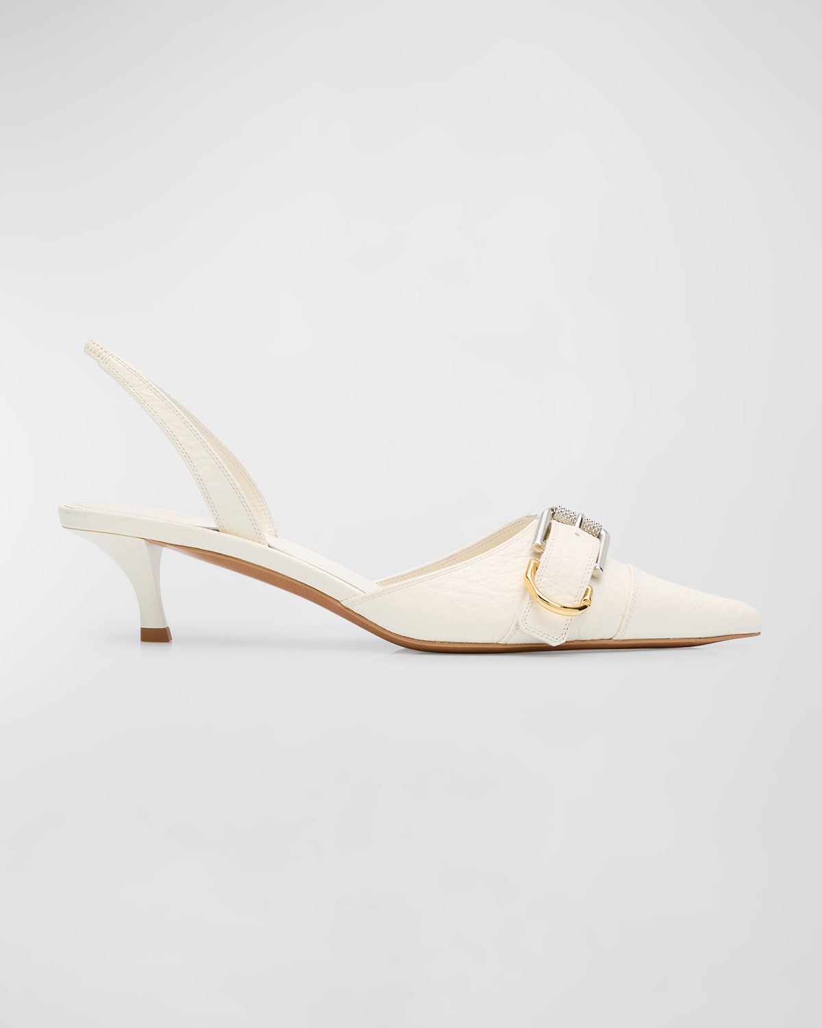 Givenchy Voyou Leather Buckle Slingback Pumps In Ivory