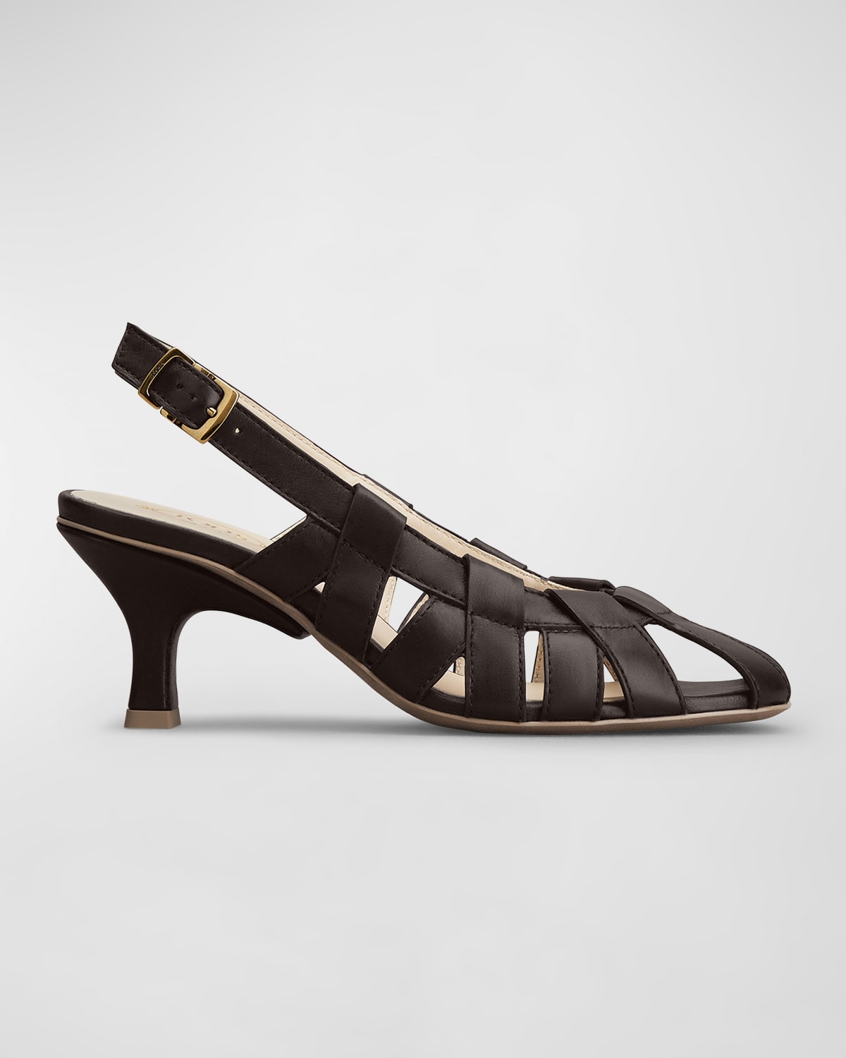 Shop Tod's Caged Leather Slingback Pumps In Marrone Africa