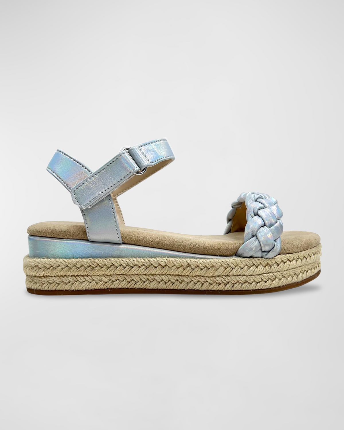 Shop Yosi Samra Girl's Miss April Platform Sandal, Toddler/kids In Silver Iridecent