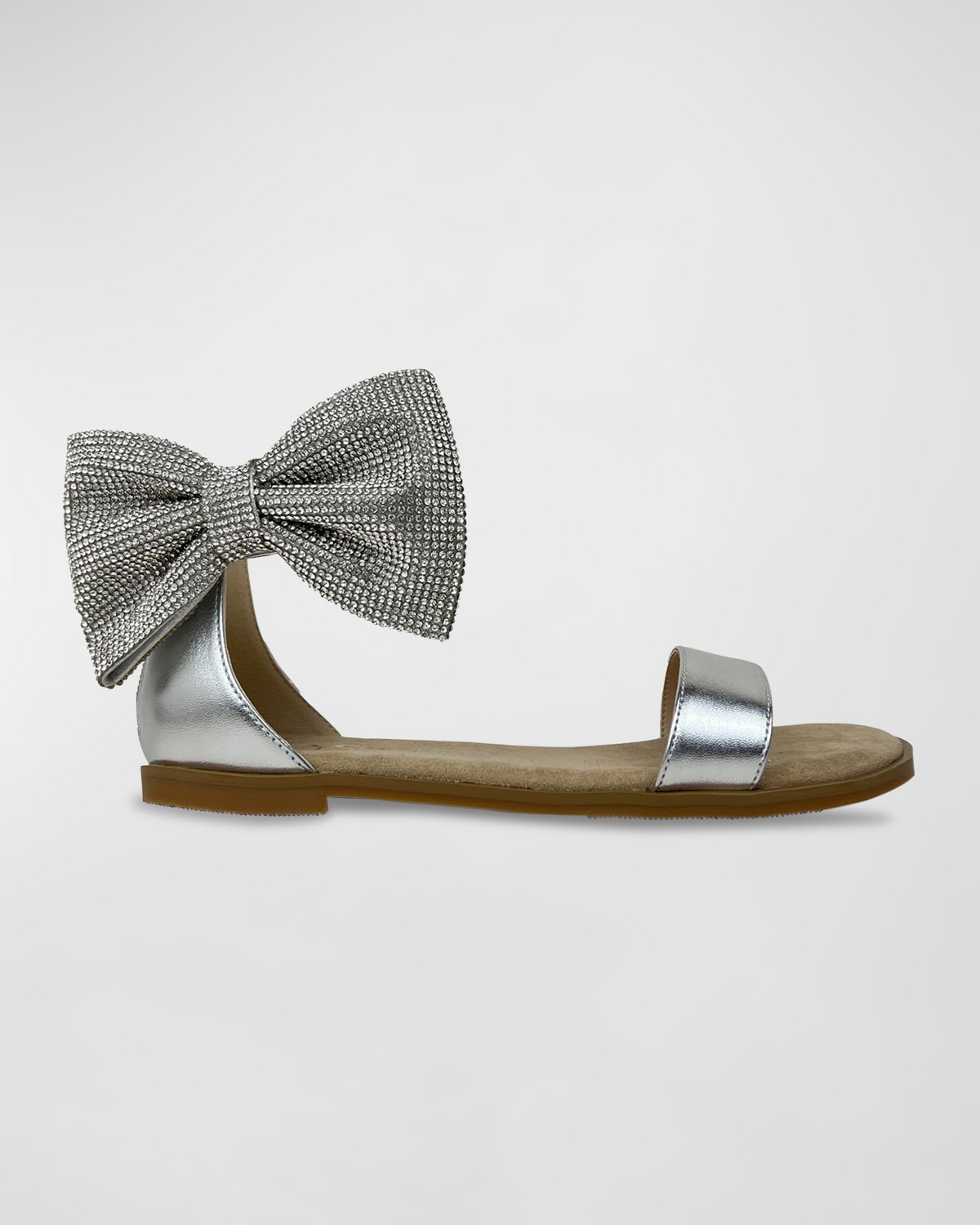 Yosi Samra Girl's Miss Cambelle Bow Sandal, Toddler/kids In Silver Metallic
