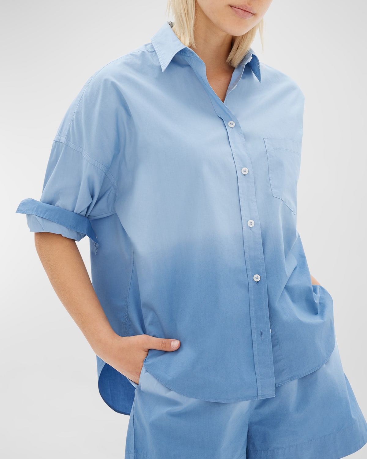 Chiara Dip-Dyed Cotton Button-Front Shirt