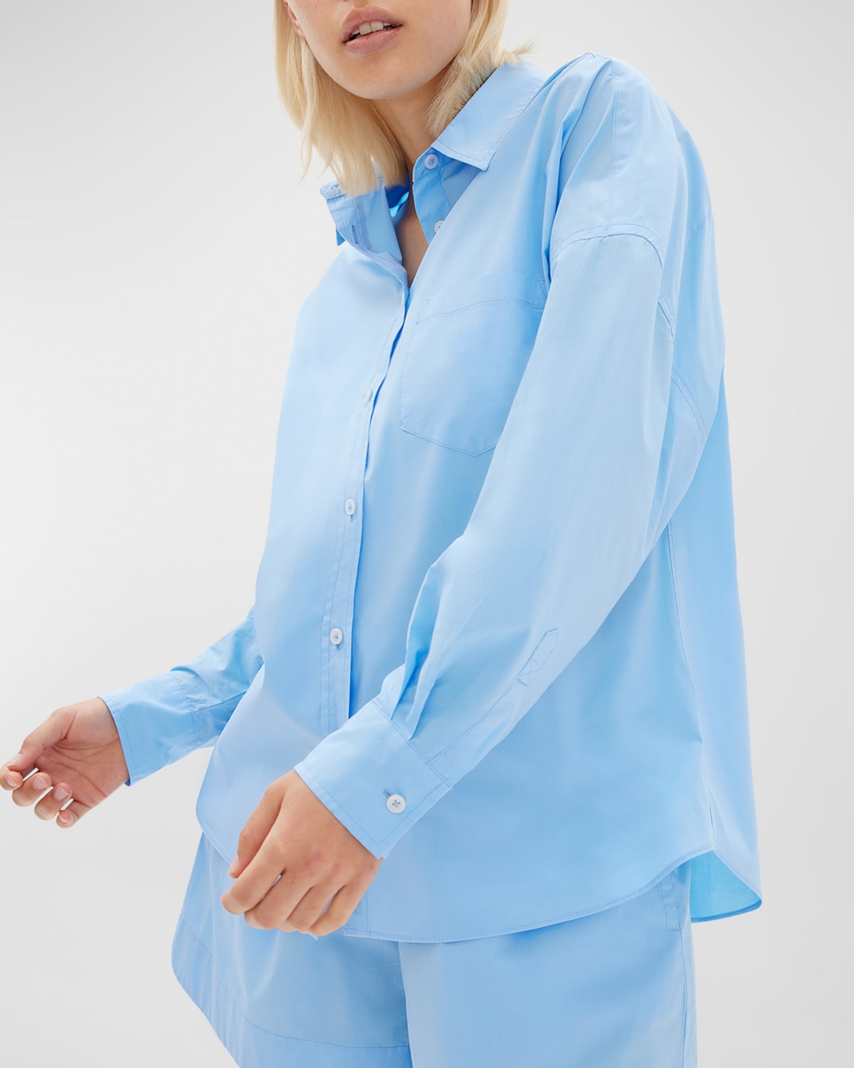 Chiara Garment-Dyed Cotton Button-Front Shirt