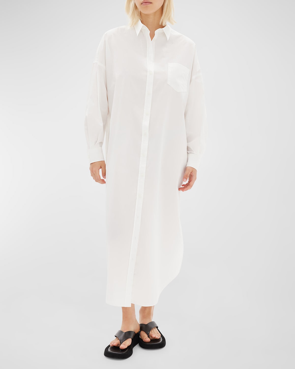Shop Lmnd Chiara Cotton Maxi Shirt Dress In White