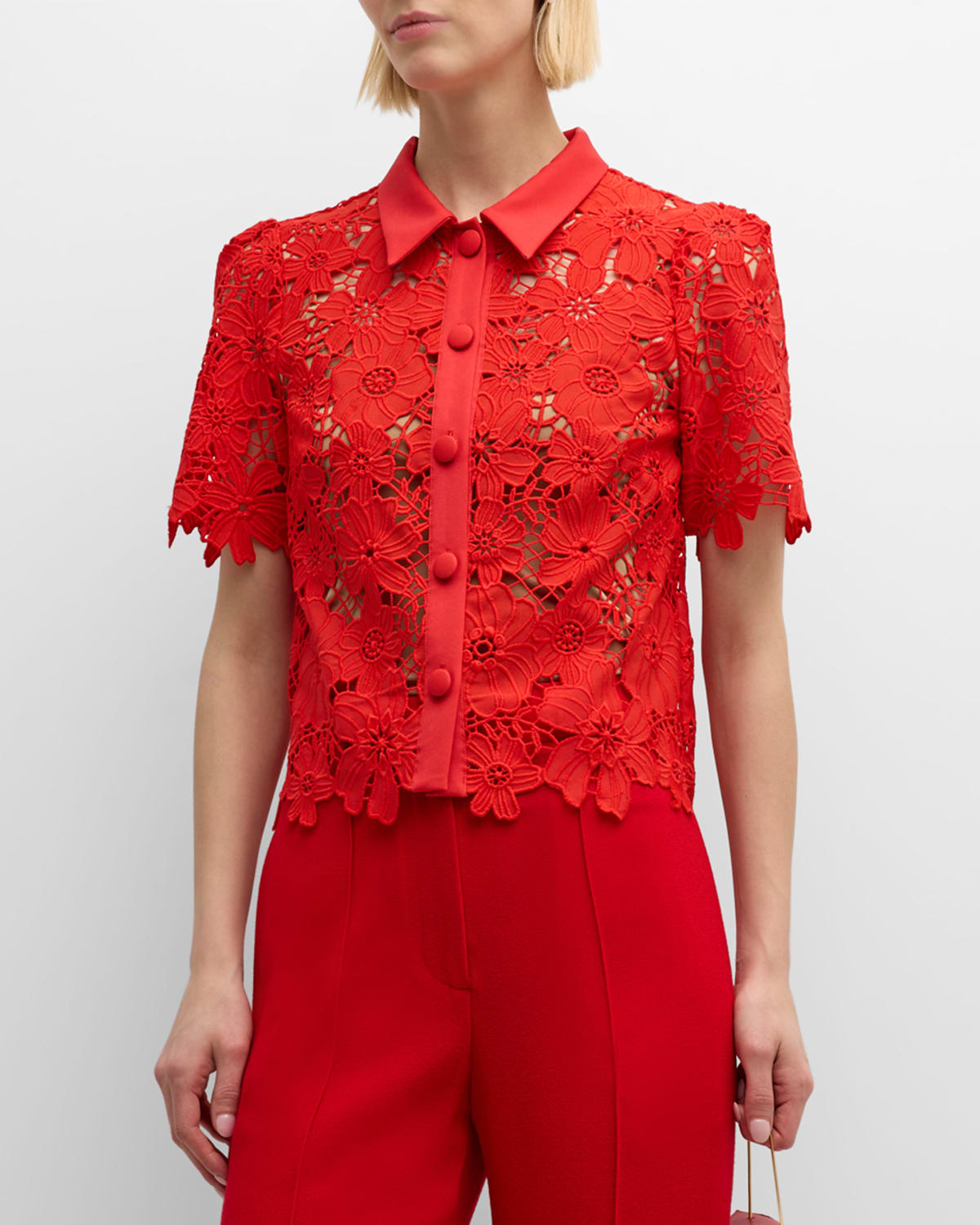 Addison Roja Cropped Floral Lace Top