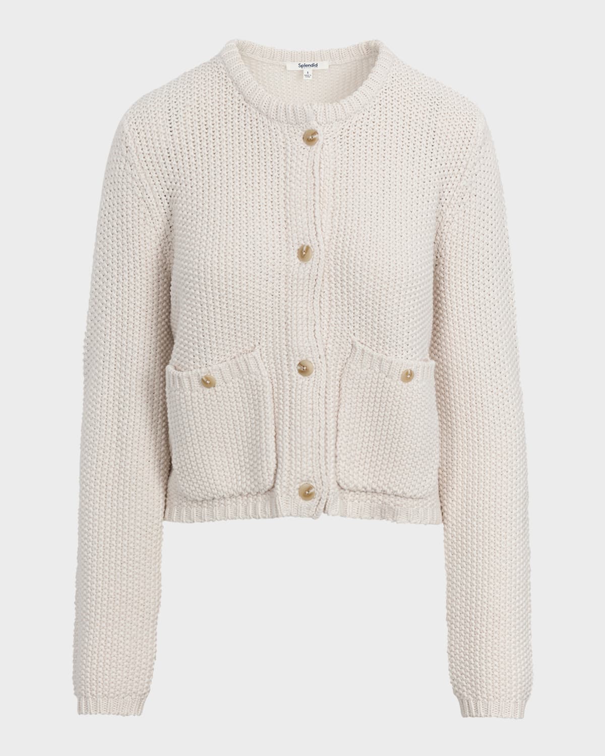 Splendid Andrea Patch Pocket Cropped Cardigan In Moonstone
