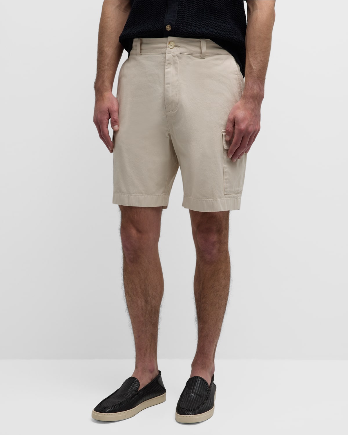 Shop Vince Men's Garment-dyed Twill Cargo Shorts In Deco Cream