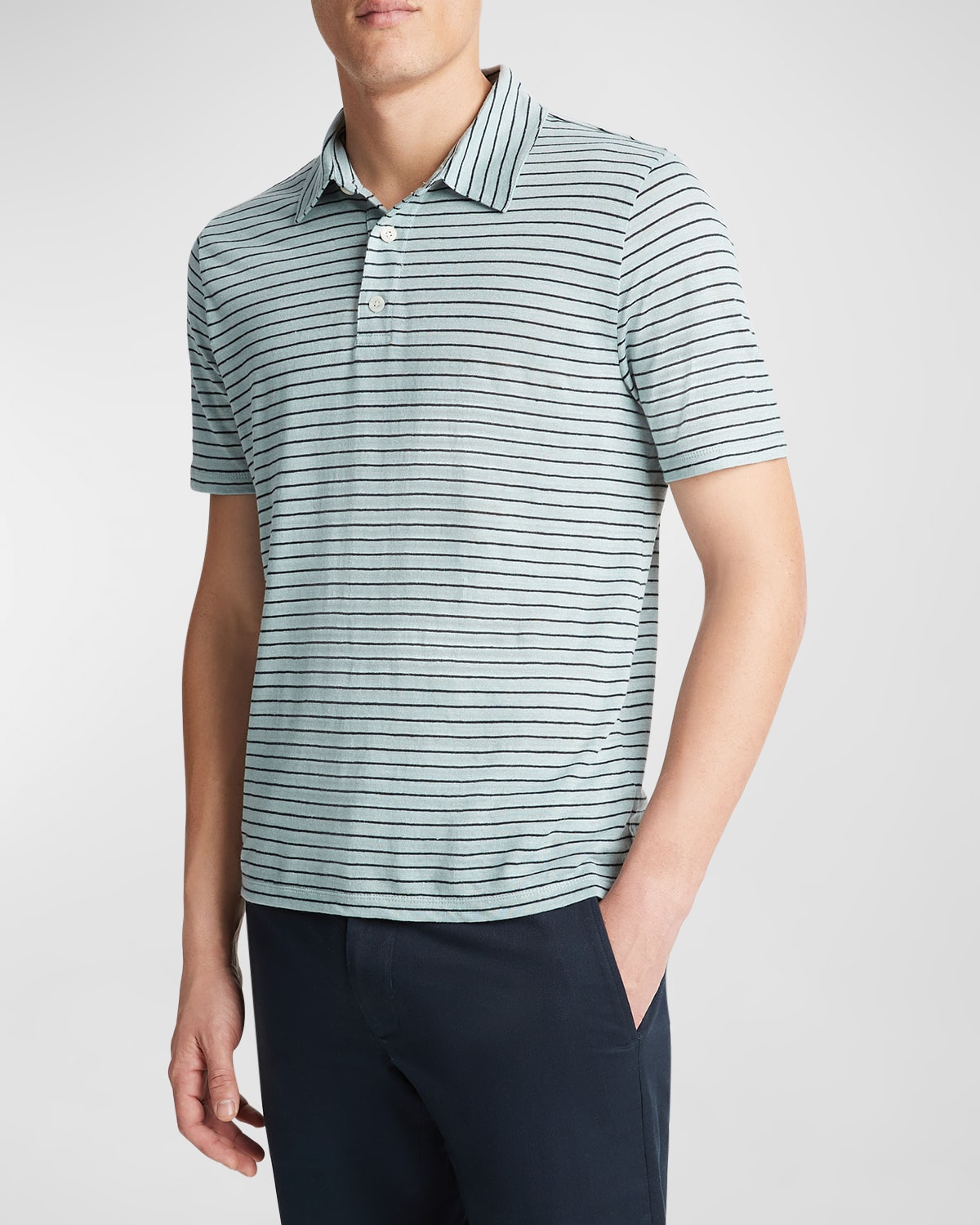 Men's Striped Linen Polo Shirt