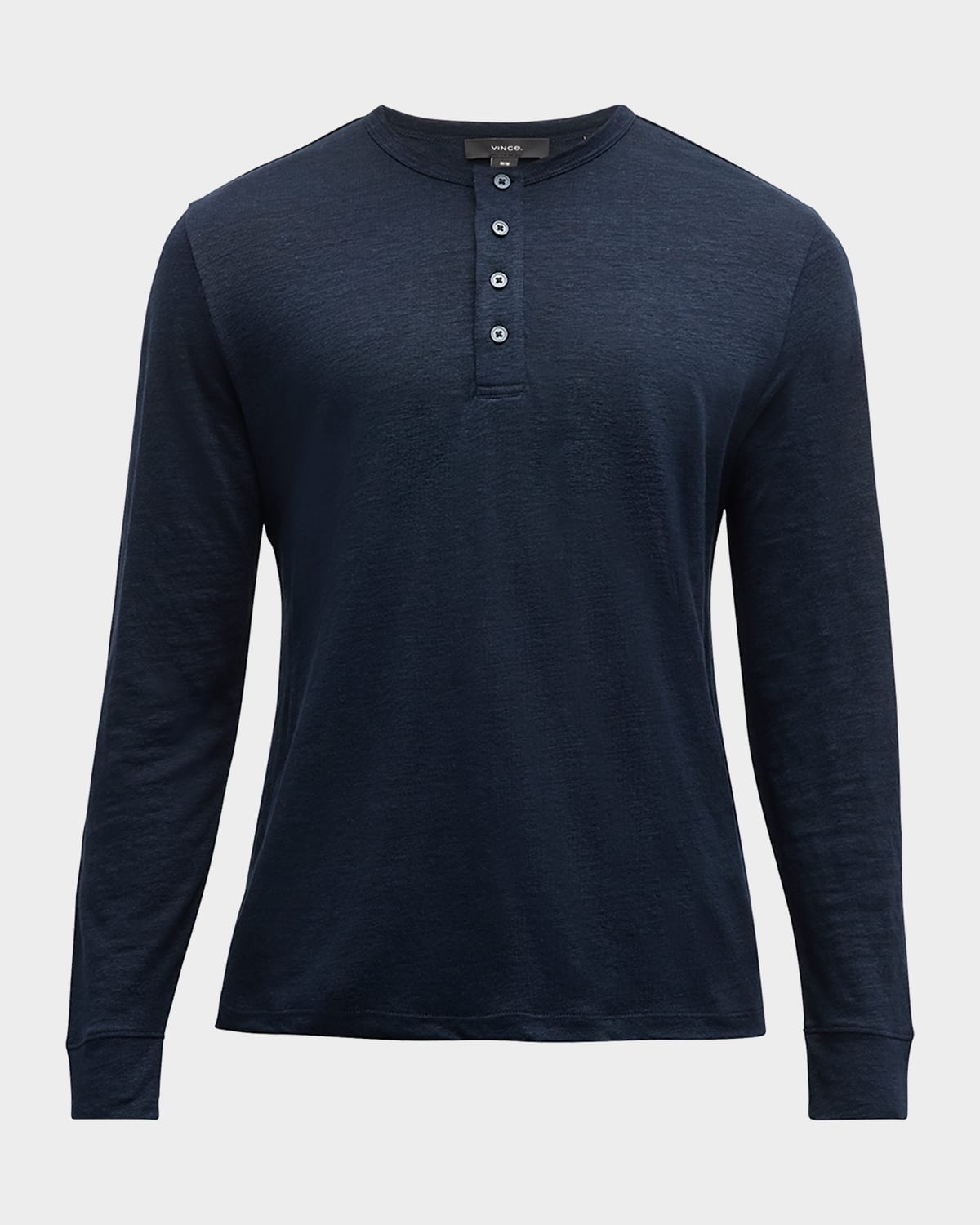 Shop Vince Men's Linen Henley Shirt In Coastal