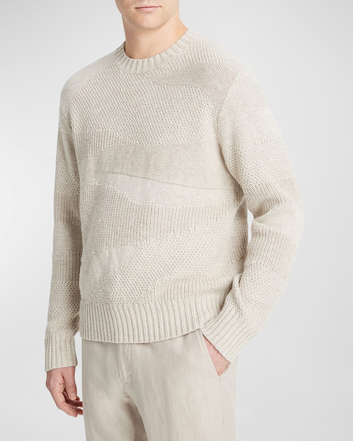 Shop Vince Men's Linen Desertscape Sweater In H Soft Clay