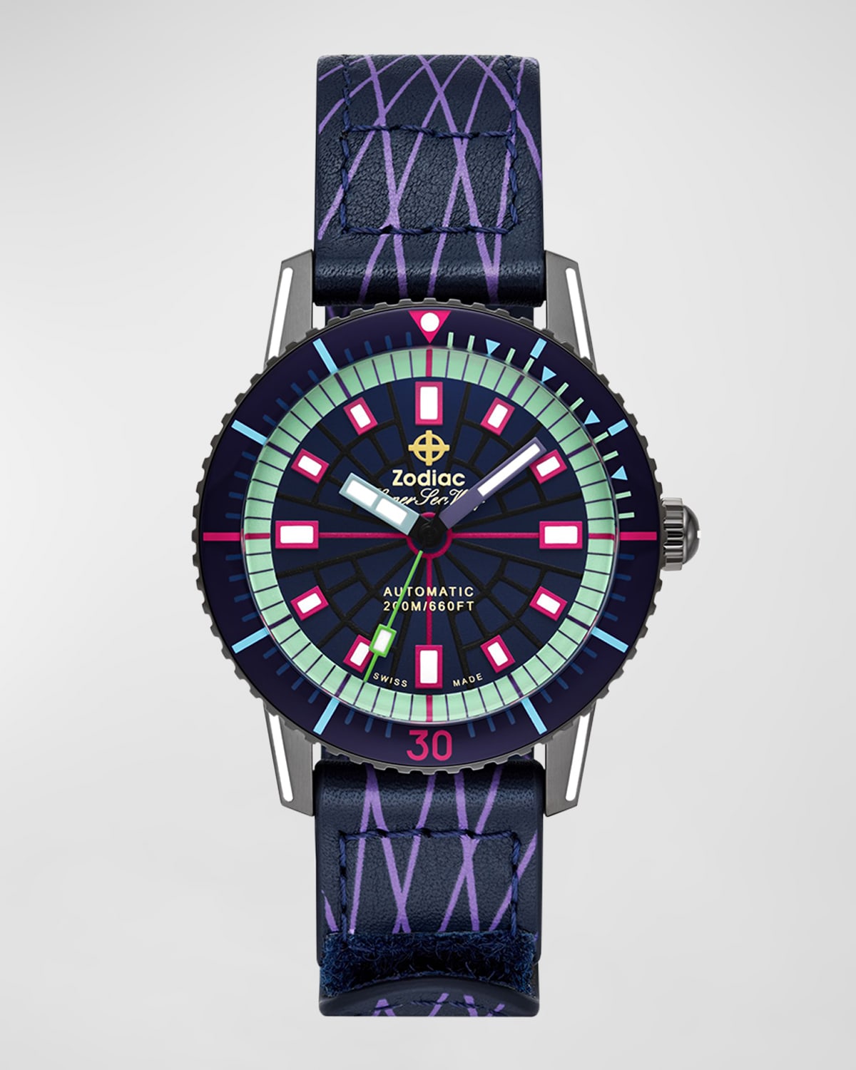 Zodiac X Worn & Wound Men's Super Sea Wolf Compression Diver Automatic Watch In Blue