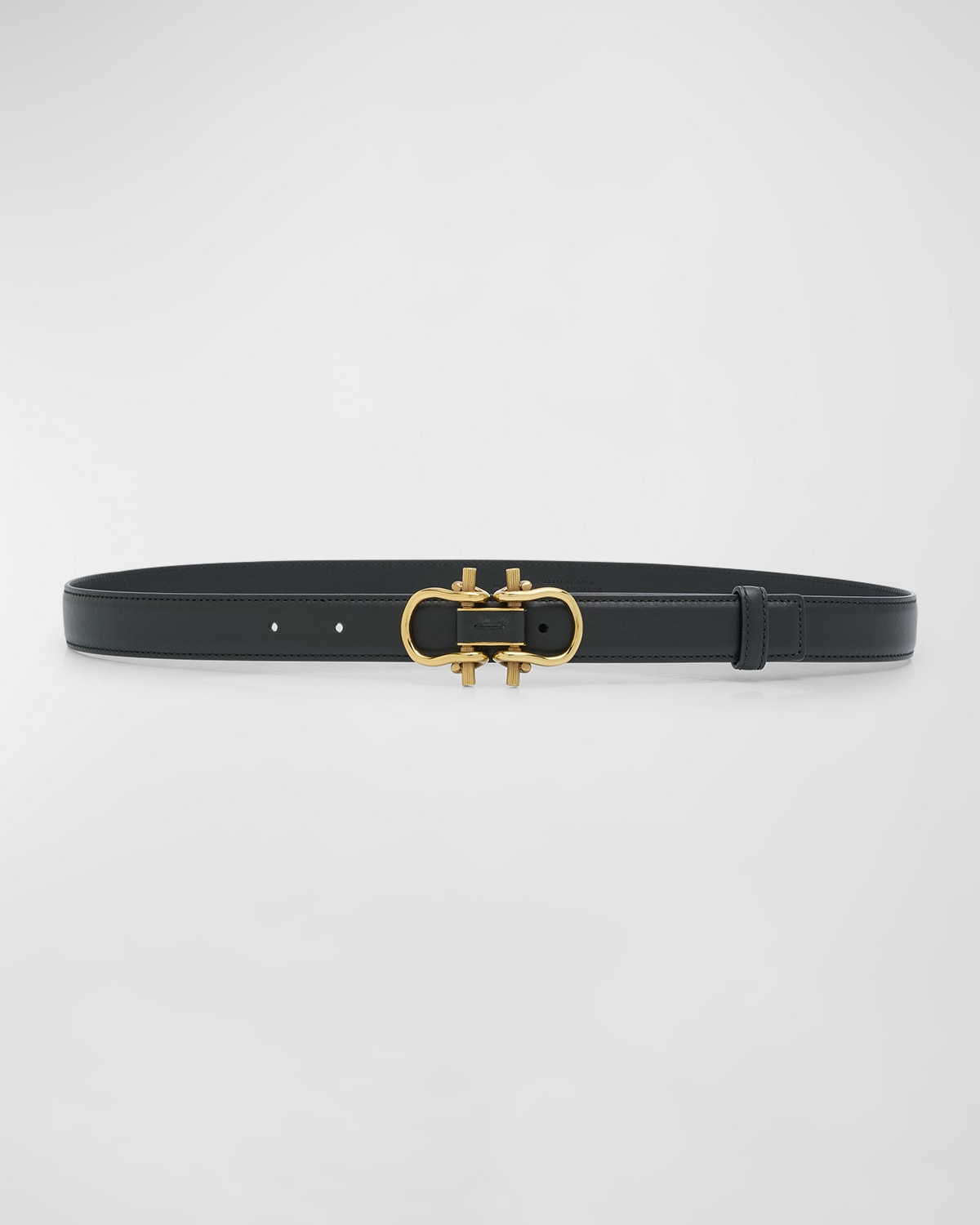 Shop Bottega Veneta Double Buckled Leather & Brass Belt In Black M Brass