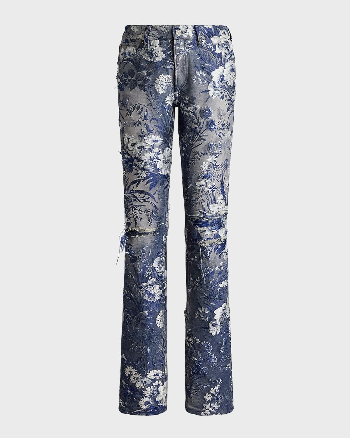 Polo Ralph Lauren 160 Slim Floral Distress Skinny-leg Jeans In Navy Multi