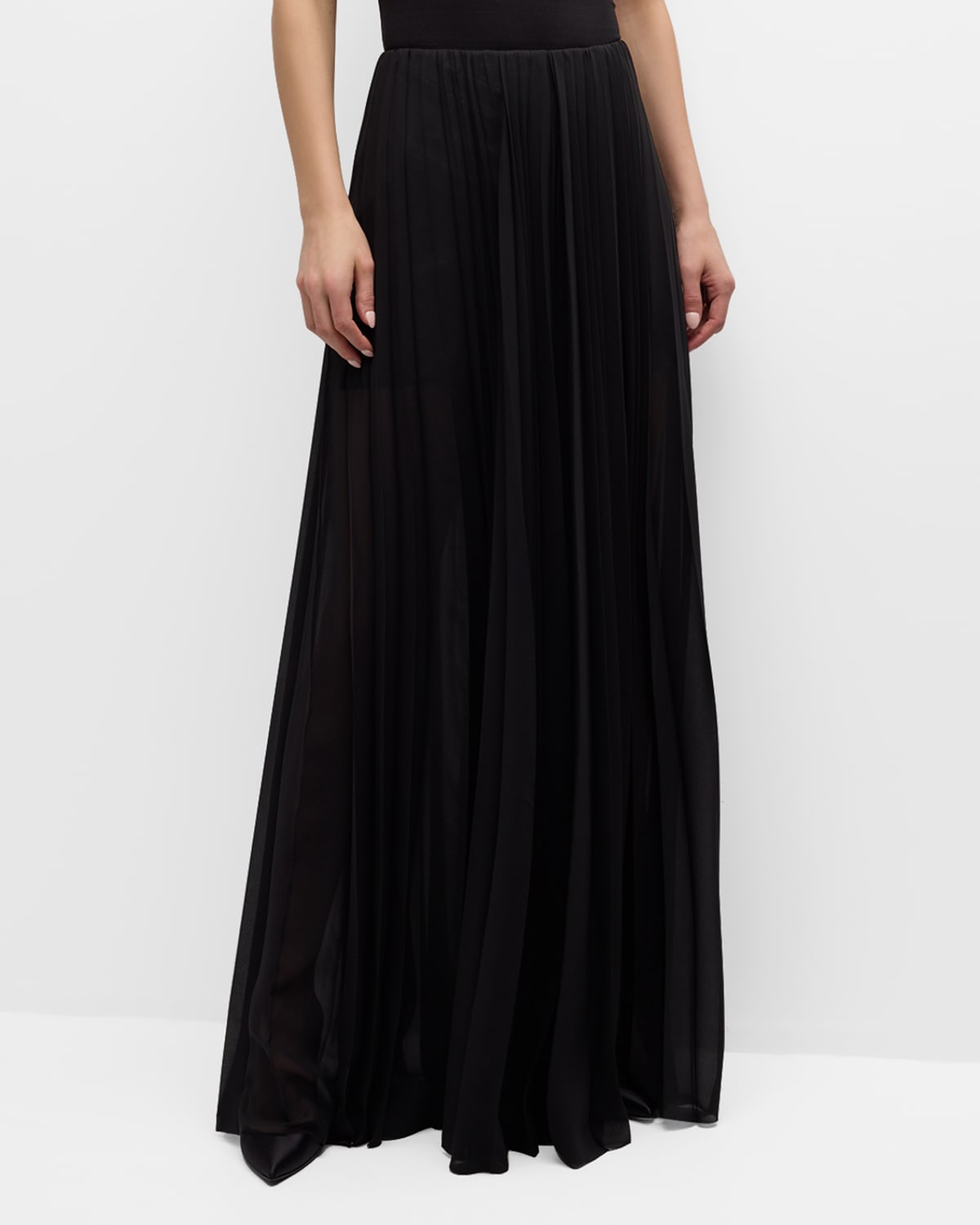 Mallorie Pleated Chiffon Pants with Sequin Underlayer