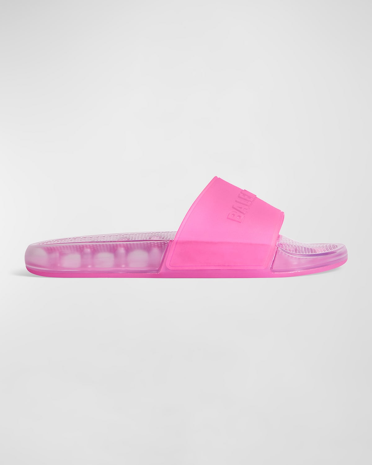 Shop Balenciaga Transparent Logo Slide Pool Sandals In Pink