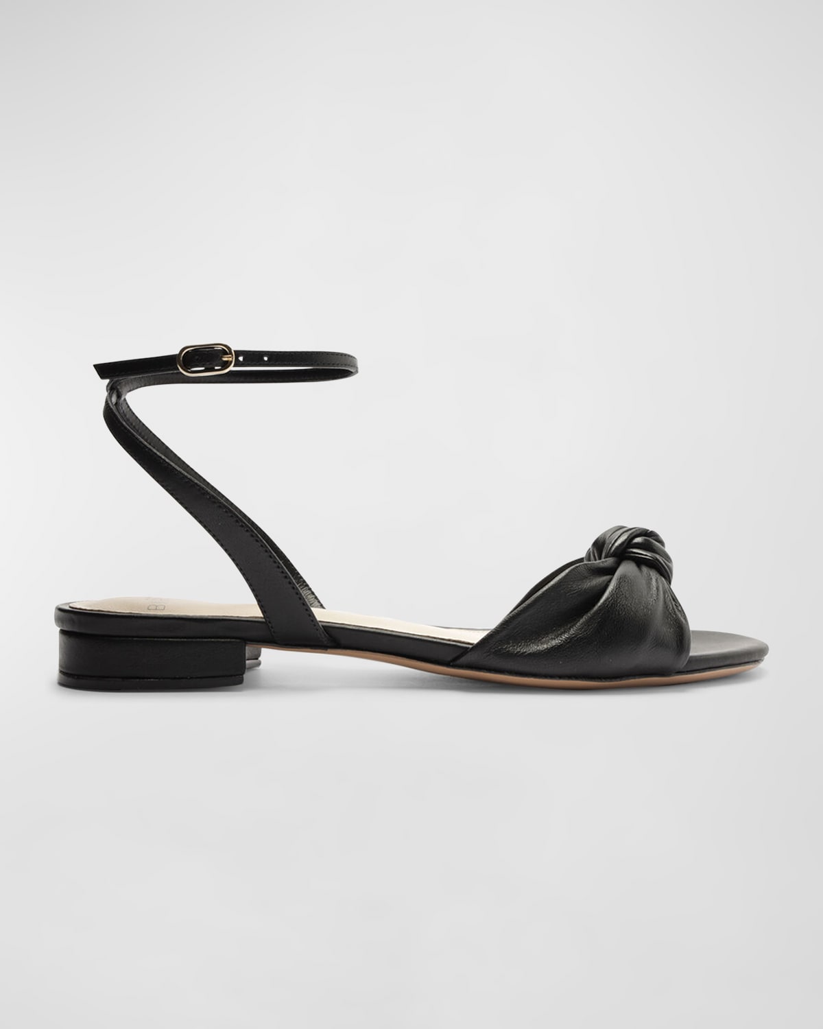 Shop Alexandre Birman Kace Leather Knot Ankle-strap Sandals In Black