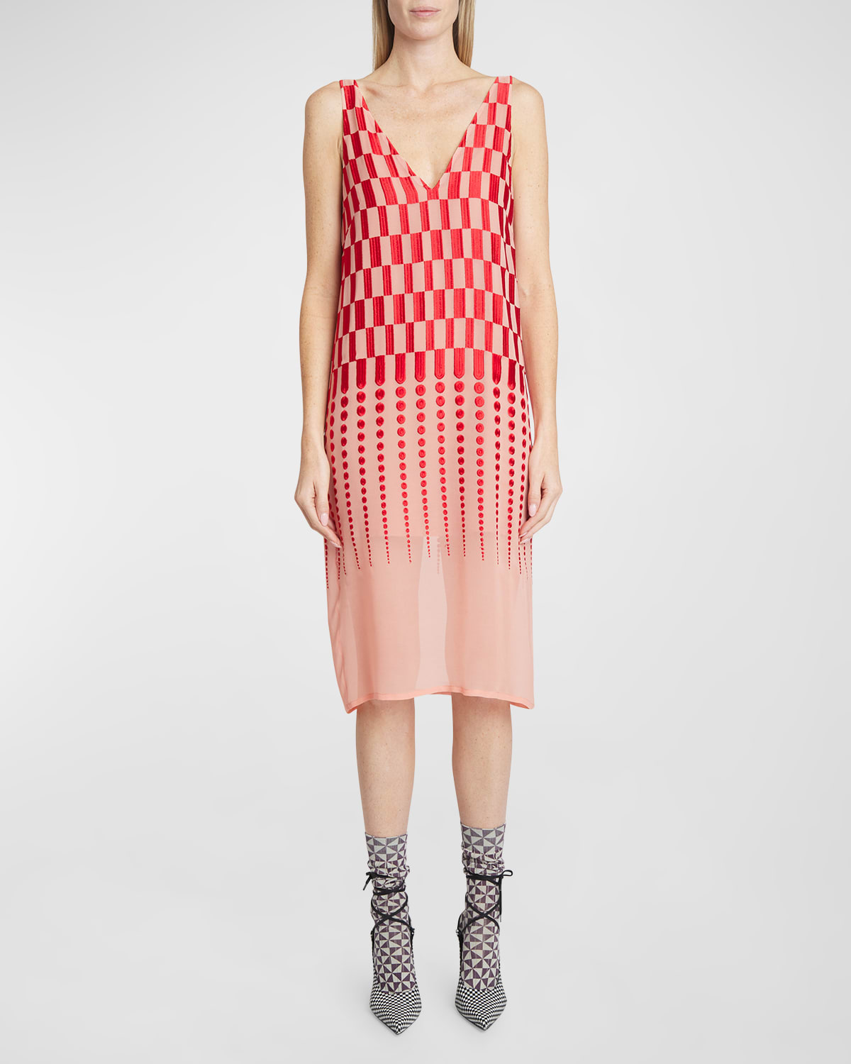 Dries Van Noten Debbie Checker Embroidered Sleeveless Midi Dress In Old  Rose | ModeSens