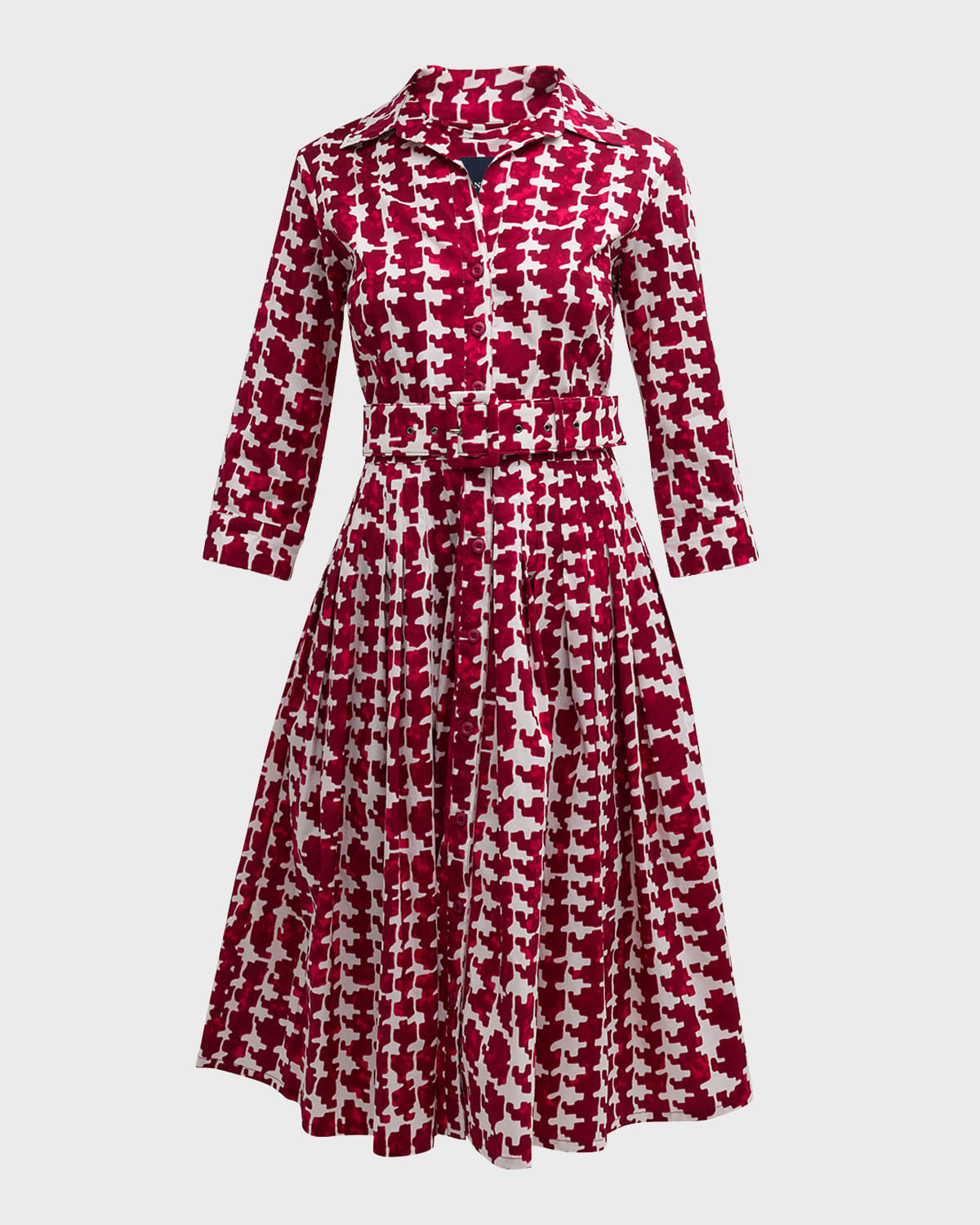 Samantha Sung Audrey 2 Pleated Stretch Cotton Midi Shirtdress In Multi