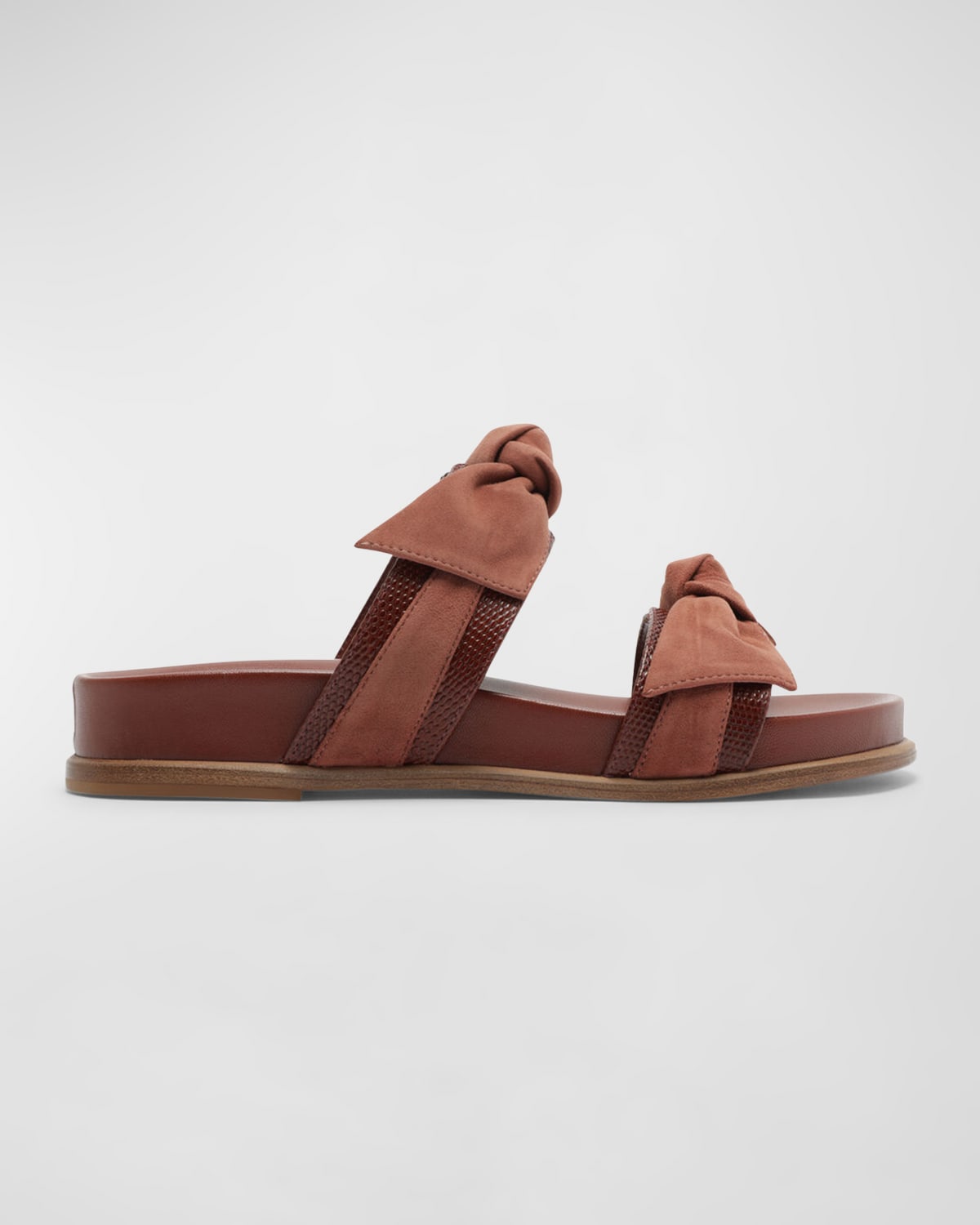 Alexandre Birman Maxi Clarita Dual Knot Slide Sandals In Mogno