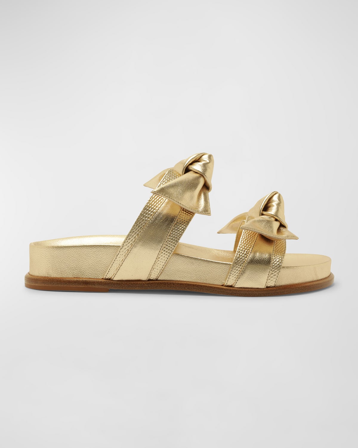 Alexandre Birman Maxi Clarita Dual Knot Slide Sandals In Golden