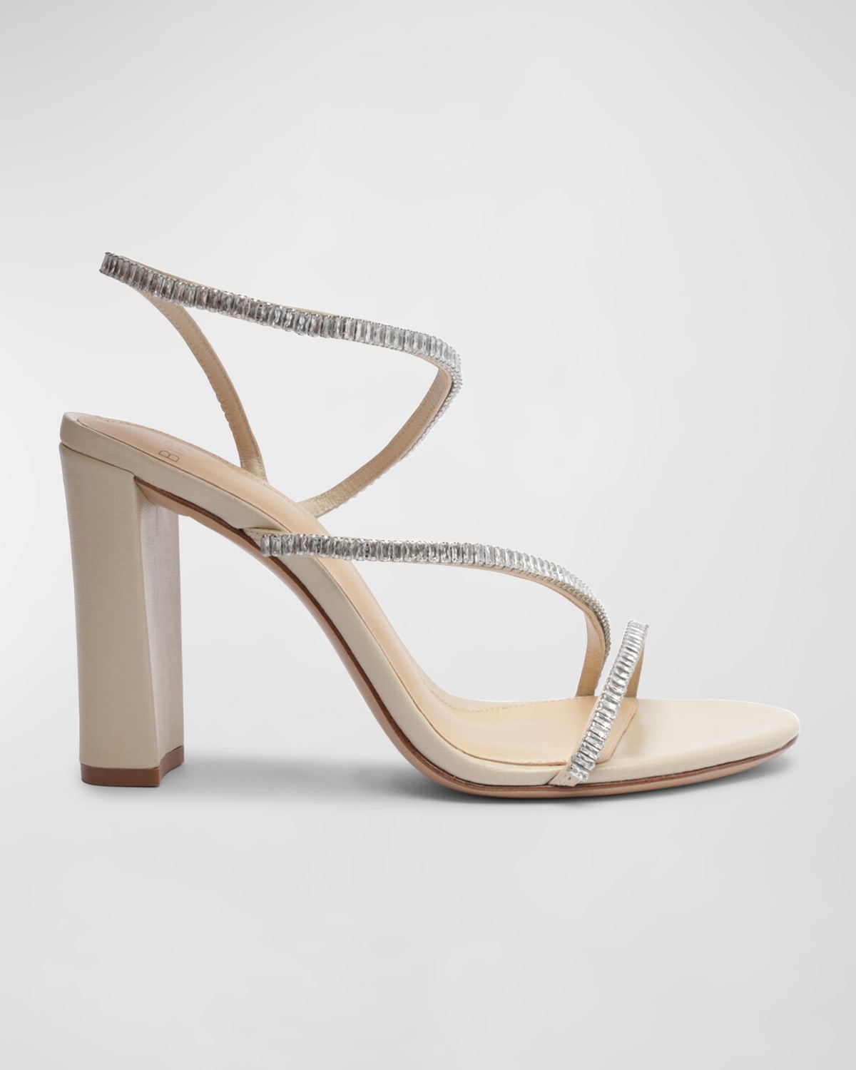 Shop Alexandre Birman Polly Crystal Strappy Block-heel Sandals In Dove/crystal