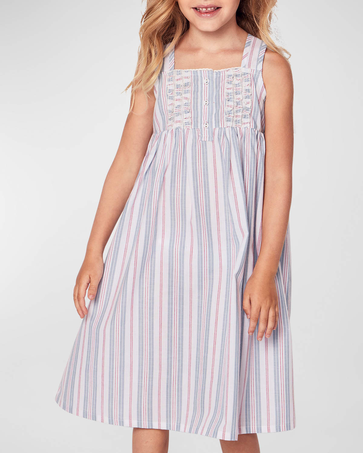 Shop Petite Plume Kid's Charlotte Cotton Stripe Nightgown In Vintage French Stripes