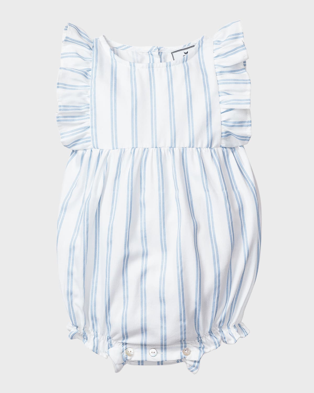 Shop Petite Plume Kid's Printed Ruffled Bubble Romper In Periwinkle Stripe