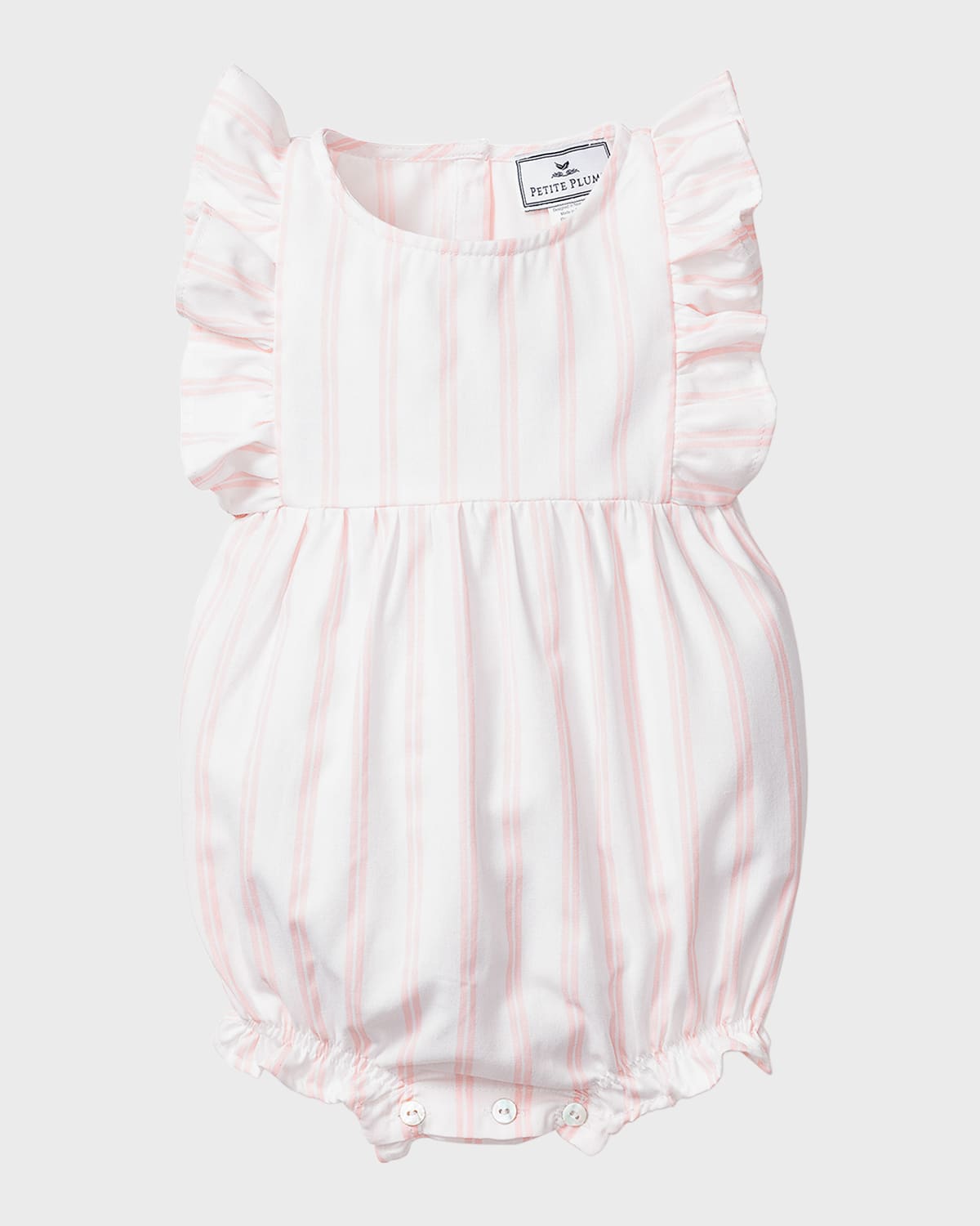 Petite Plume Babies' Kid's Printed Ruffled Bubble Romper In Pink And White St