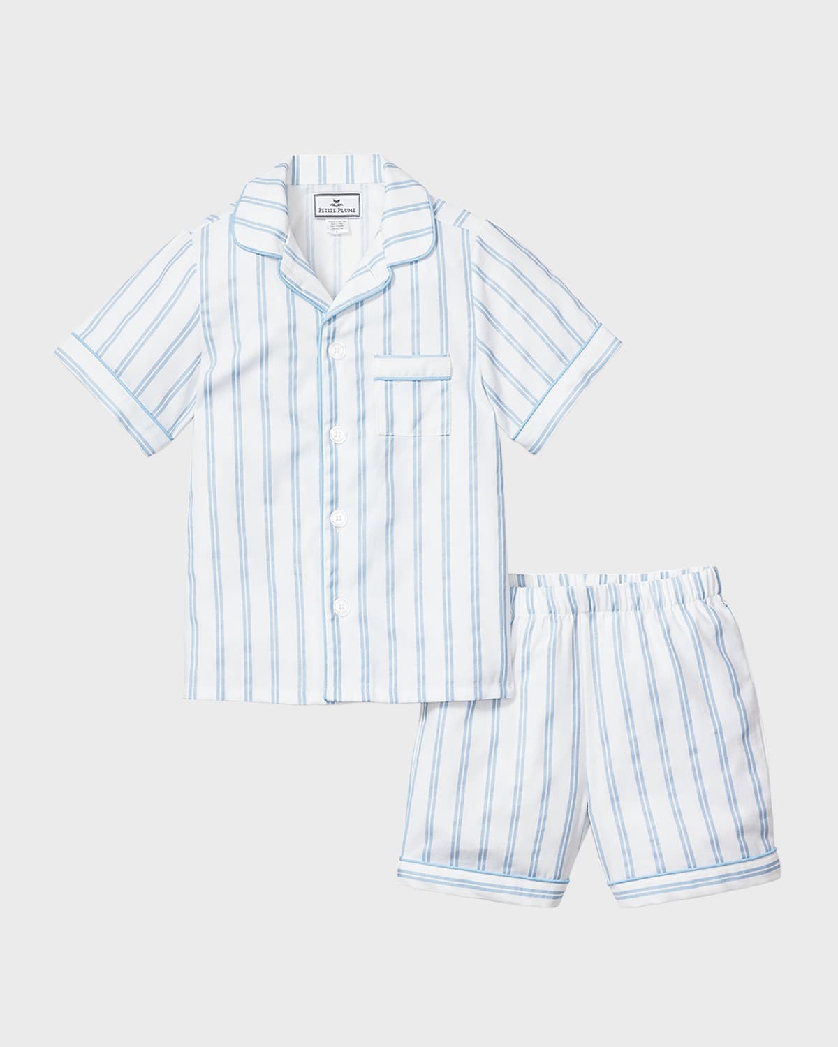 Petite Plume Kid's Printed Shorts Set In Periwinkle Stripe