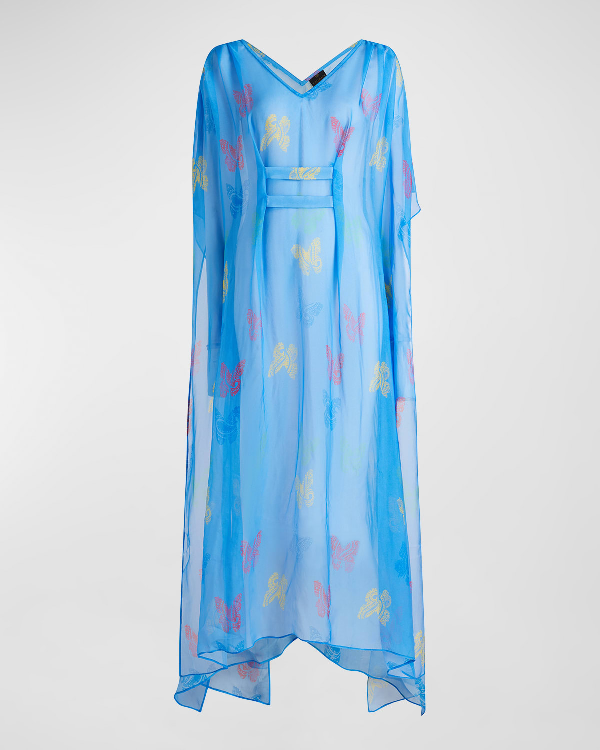 Valimare Florence Sheer Butterfly Caftan Coverup In Blue Print