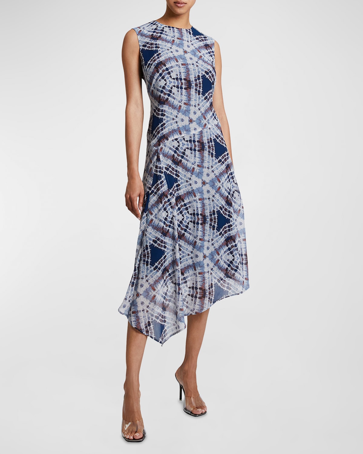 Cecilia Asymmetric Abstract-Print Midi Dress