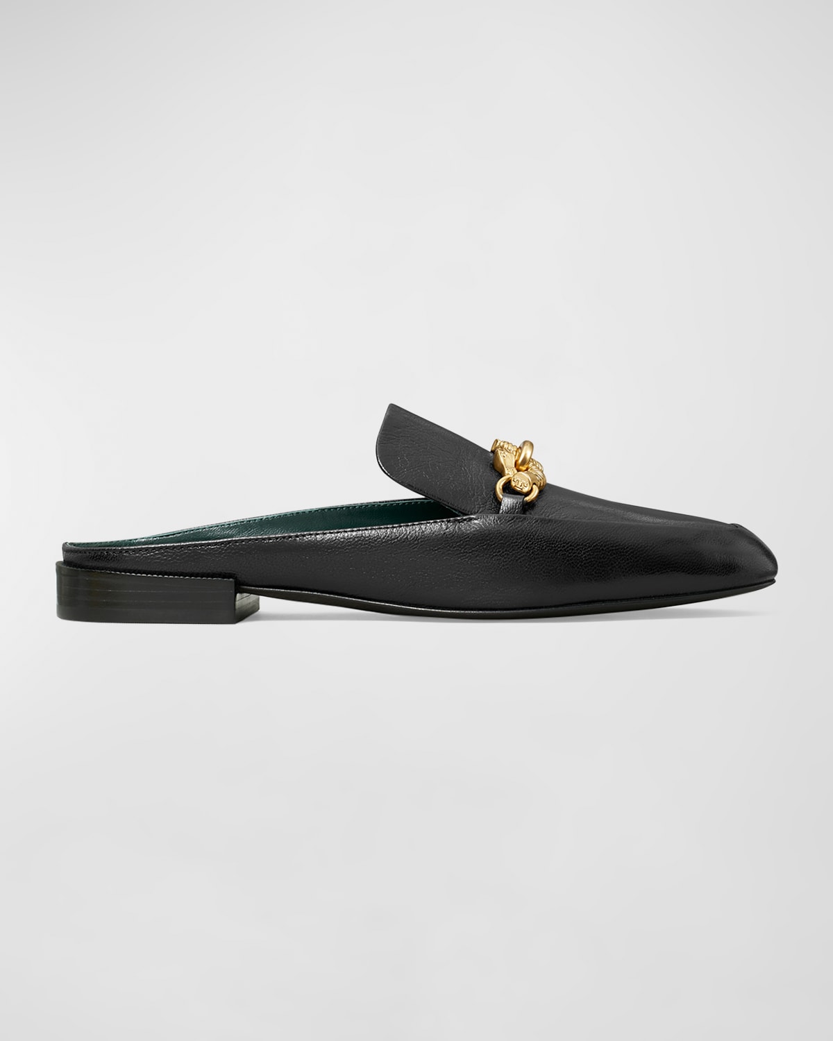 Shop Tory Burch Jessa Leather Bit Chain Loafer Mules In Perfect Black