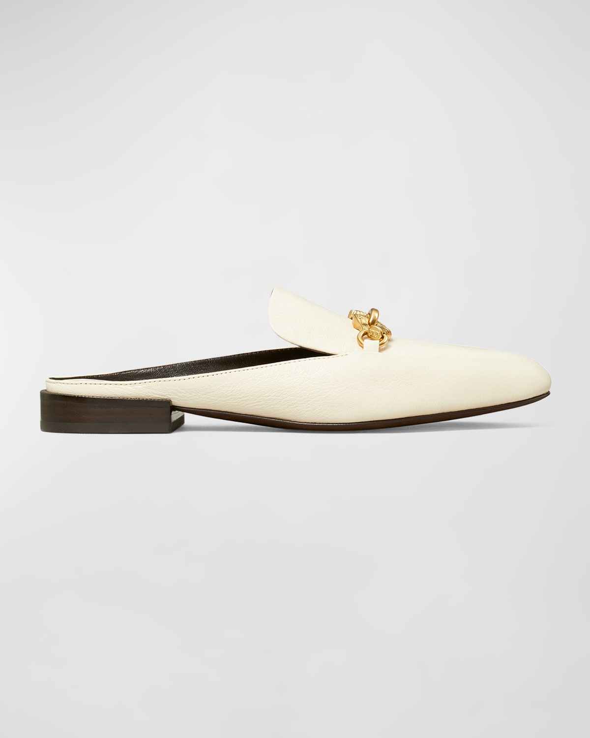 Shop Tory Burch Jessa Leather Bit Chain Loafer Mules In Light Cream