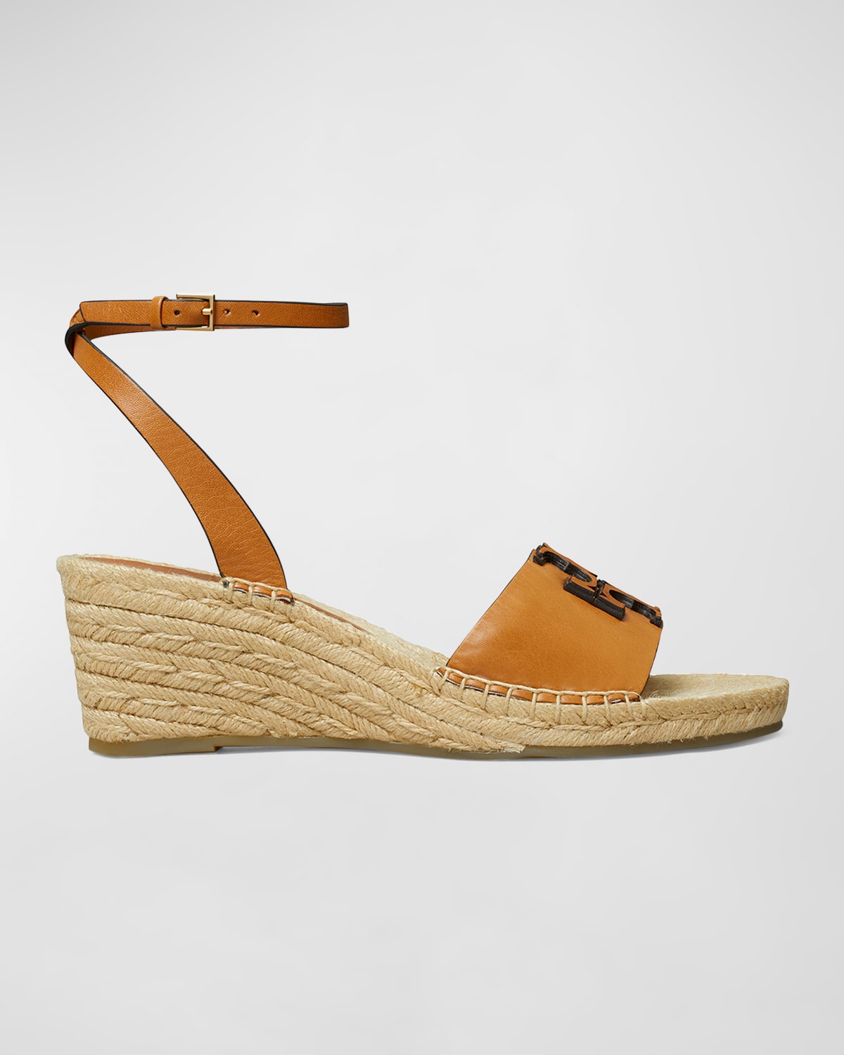 Shop Tory Burch Ines Leather Double T Espadrilles In Tan
