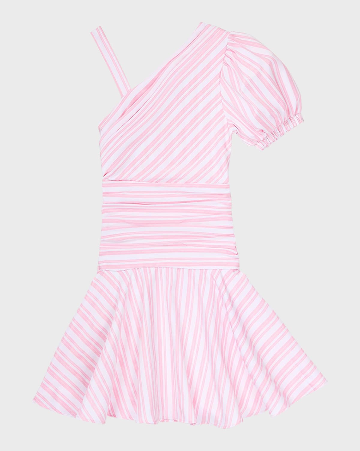 Girl's Striped One-Shoulder Dress, Size 7-16