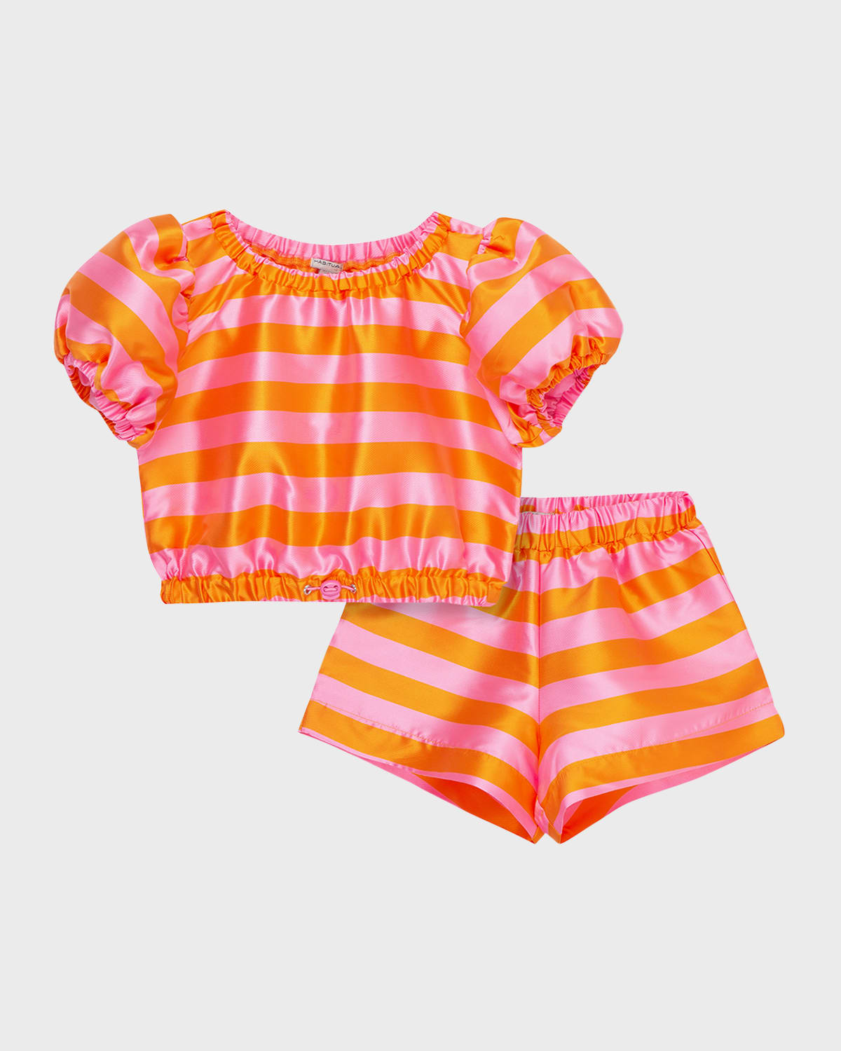 Girl's Parachute Striped Shorts Set, Size 7-16