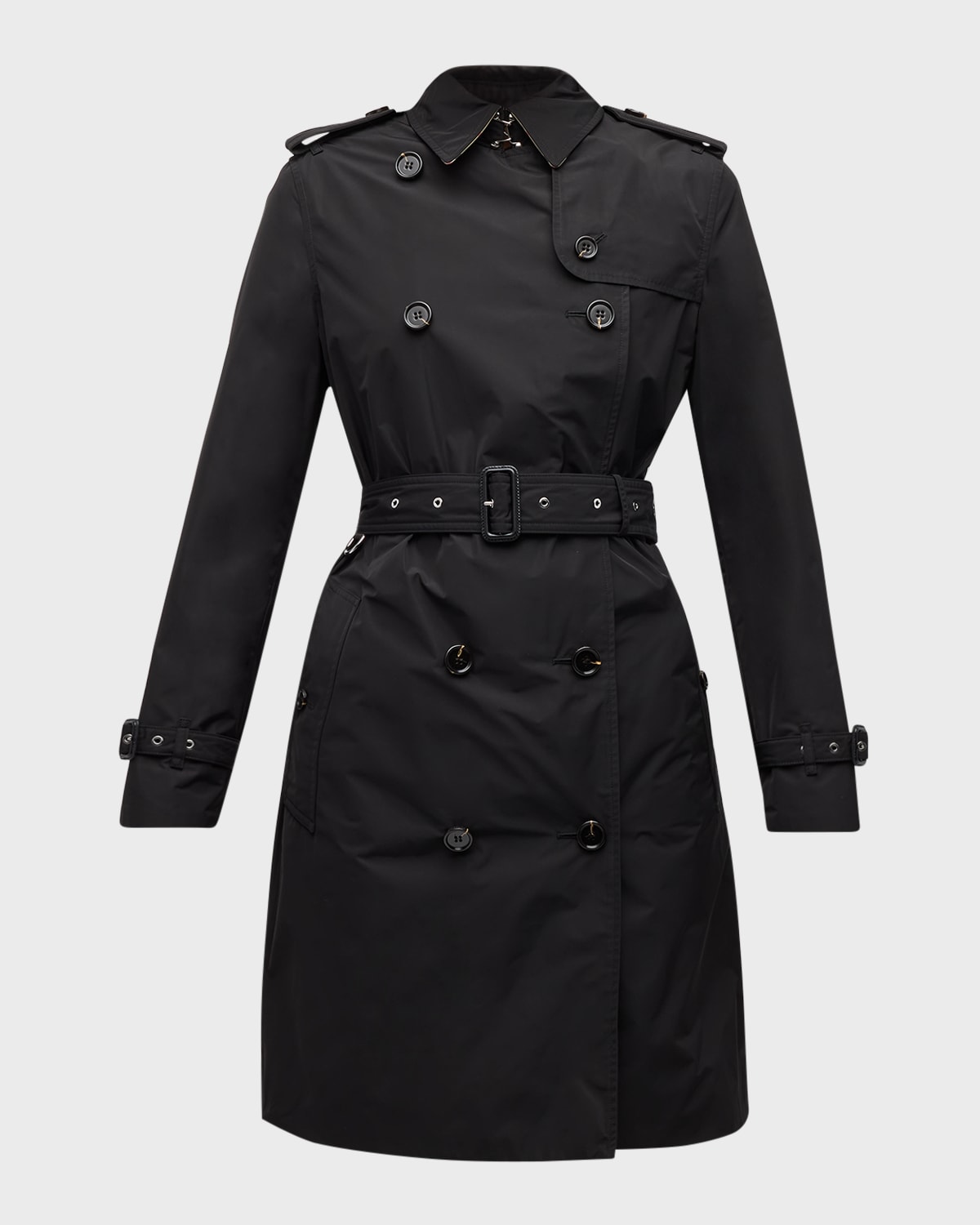 Burberry Kensington Double-breasted Trench Coat In Black