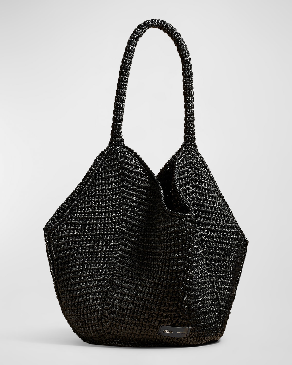 Khaite Lotus Medium Raffia Bucket Bag In Black